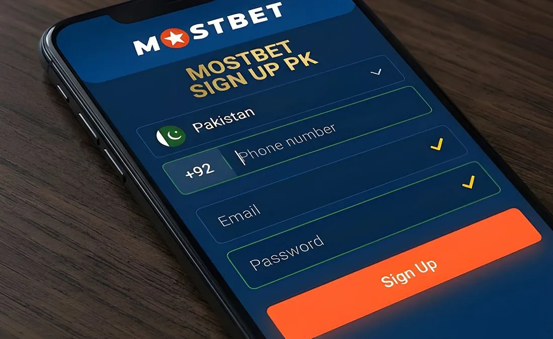 Mostbet Pakistan registration process with phone number and email fields